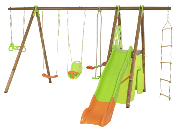 TECHWOOD PREMIUM METAL/WOODEN SWING SET 2.30 M (5 ACCESSORIES)