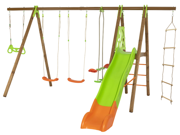 TECHWOOD PREMIUM METAL/WOODEN SWING SET 2.30 M (5 ACCESSORIES)