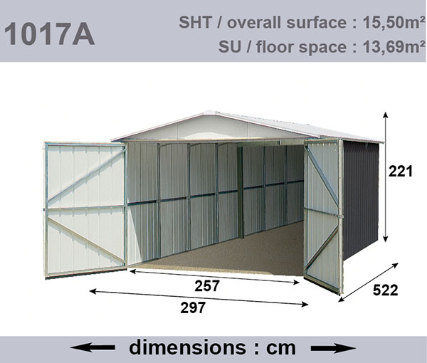 Garage métal YARDMASTER - 15,50 m²