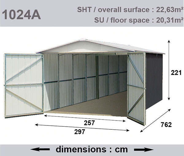 Garage métal YARDMASTER - 22,63 m²