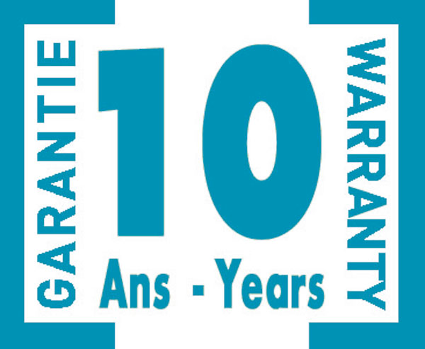 10 years (blue square) : On wooden frames against fungus attacks and xylophagous insects (class IV treatment)