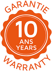 10 YEARS (orange) : On the wooden frame and metal parts