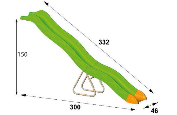 Glissire de toboggan injecte 3,32 m avec pieds