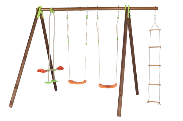 Metal/wooden swing set 2.30 m (4 accessories)