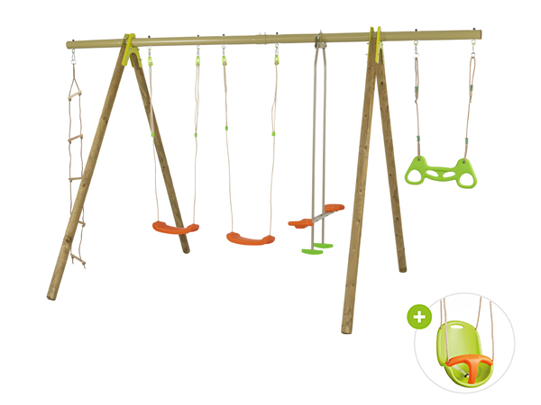 Techwood metal/wooden swing set 2.30m (5 accessories)