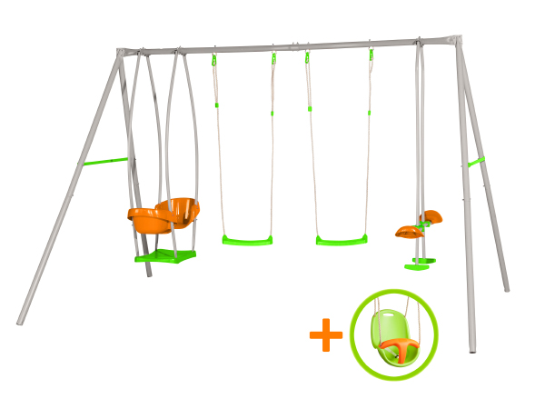 METAL SWING SET 2.20 M (4 accessories) + 1 baby swing