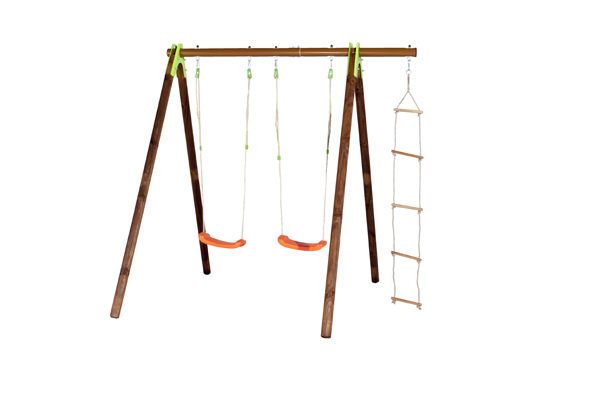 TECHWOOD PREMIUM METAL/WOODEN SWING SET 2.30M (3 ACCESSORIES)