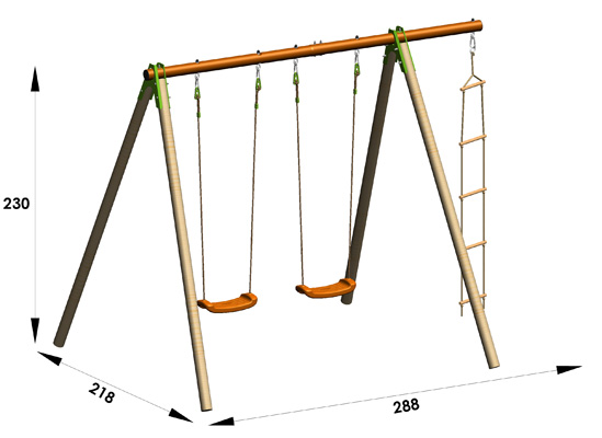 Portique boismétal TECHWOOD PREMIUM 2,30 m (3 agrès) ~ Portique Bois Metal Portique boismétal TECHWOOD PREMIUM 2,30 m (3 agrès) ~ Portique Bois Metal