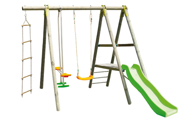 TOPWOOD wooden swing set 2.30 m (4 accessories)