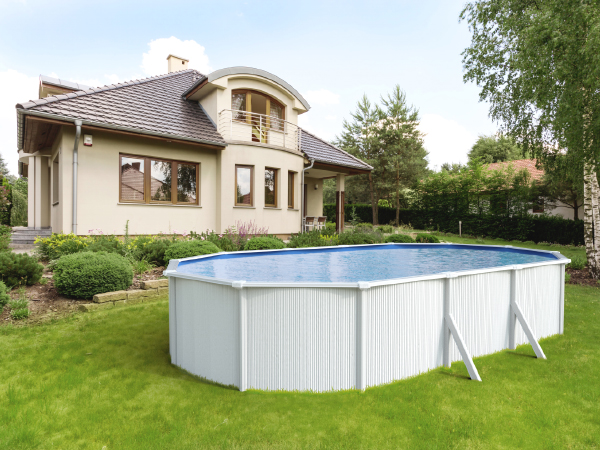 Piscine hors sol acier ovale 7,95m aspect bois OSMOSE : TRIGANO Store