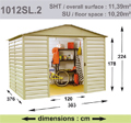 Abri de jardin m�tal YARDMASTER - 11,39 m�